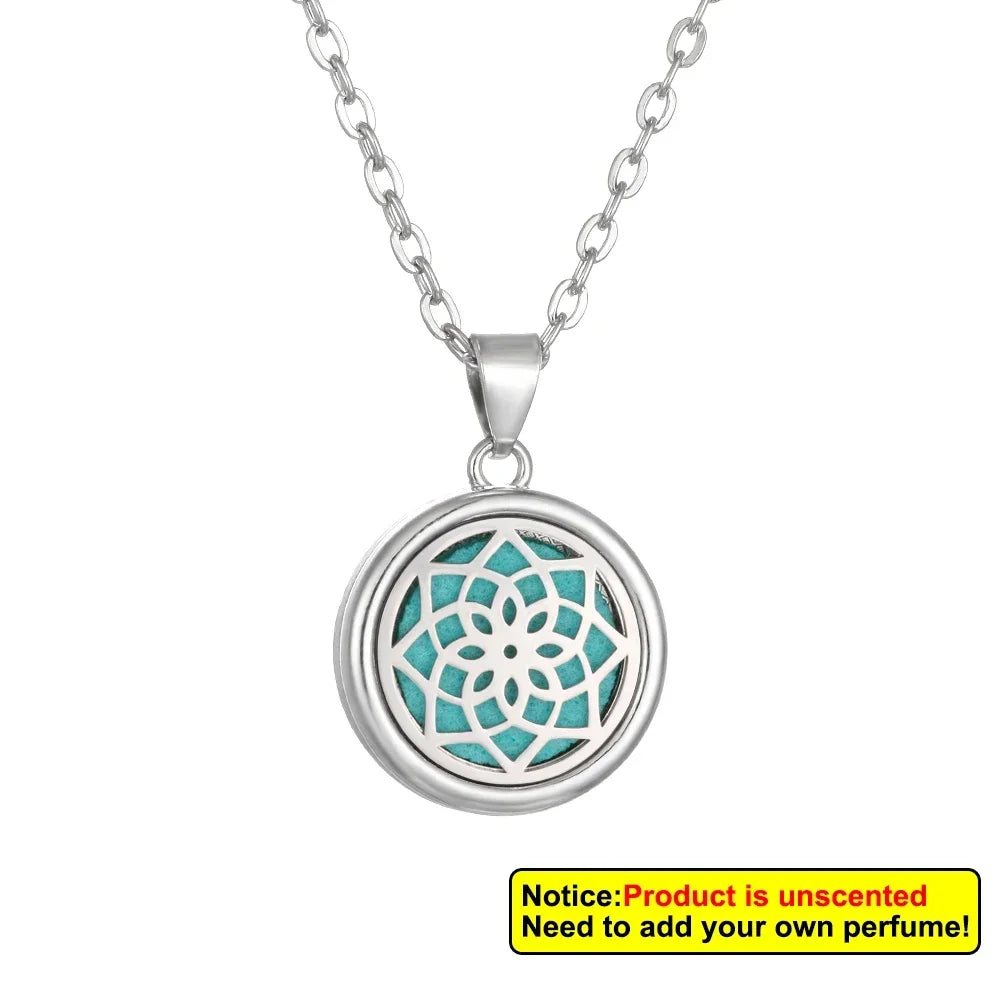 2025 New Tree of Life Aromatherapy Necklace Golden Rose Color Open Locket Scent Aroma Perfume Essential Oil Diffuser Necklace