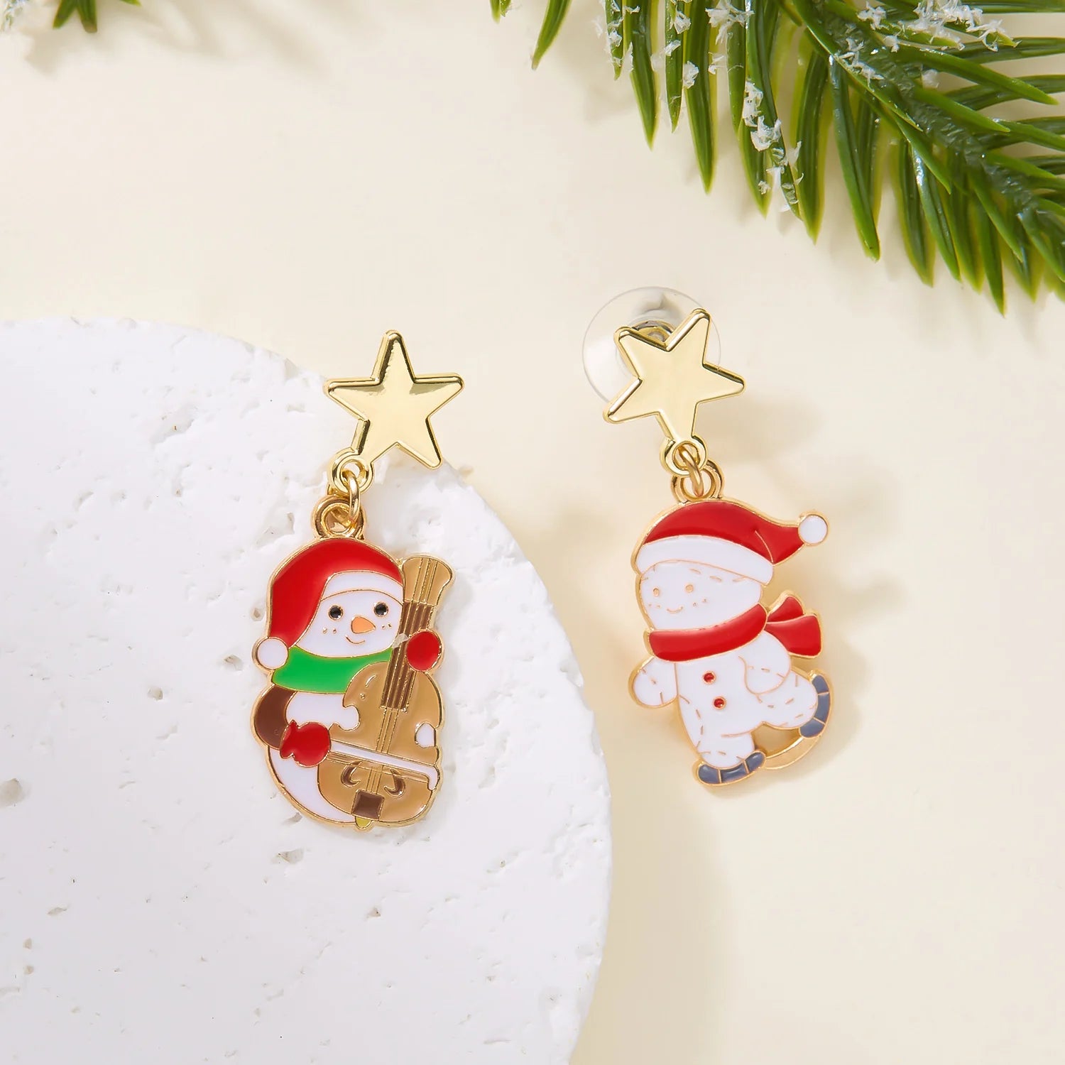 Christmas Asymmetrical Dangle Earrings For Women Santa Claus Christmas Tree Snowman Angel Zircon Pendant Earring Xmas Jewelry