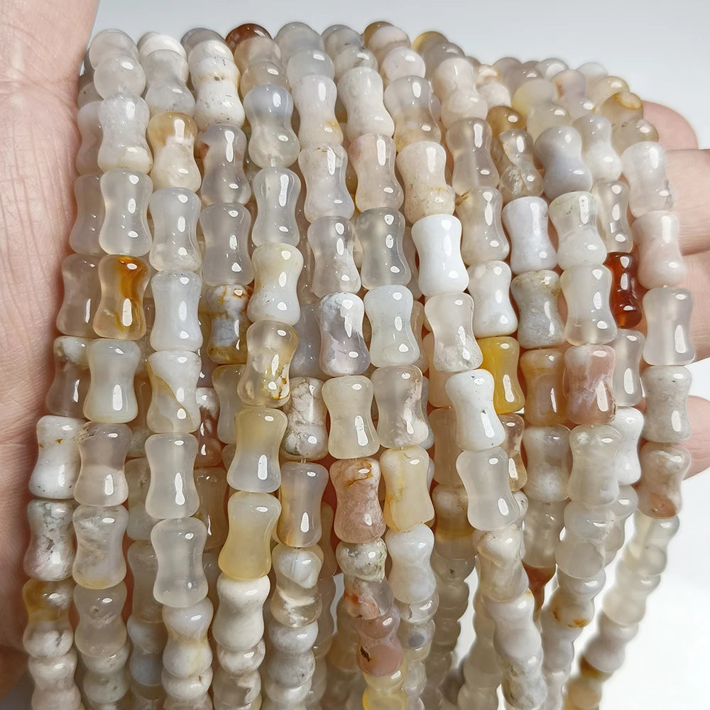 New Arrival Natural Sakura Agates Stone Bead Cherry Blossom Agat Rondelle Tube Loose Spacer Beads For Jewelry Making Accessories