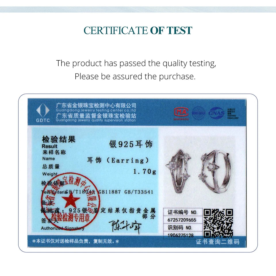 BAMOER Solid 925 Sterling Silver Stars Hoop Earrings for Women Teens Double Layer CZ Huggie Earrings Hypoallergenic Jewelry