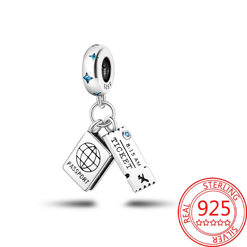 925 Sterling Silver Paris Tower Aircraft Travel Charm Pendant Beads Fit Charm Original Bracelet for Women Jewelry Making