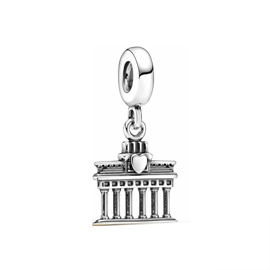 Fine Paris Eiffel Tower Statue of Liberty Dangle Charms Beads Fit Original 925 Sterling Silver Bracelet DIY Fashion Jewelry Gift