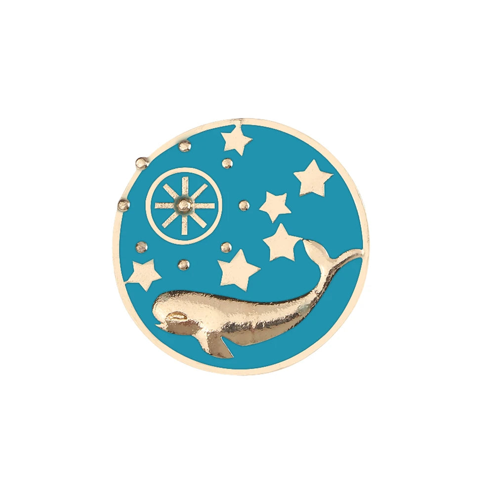 New Blue Marine Life Enamel Pins Cute Whale Dolphin Animal Brooches Women Men Lapel Pin Badges Jewelry Gift for Friend Wholesale