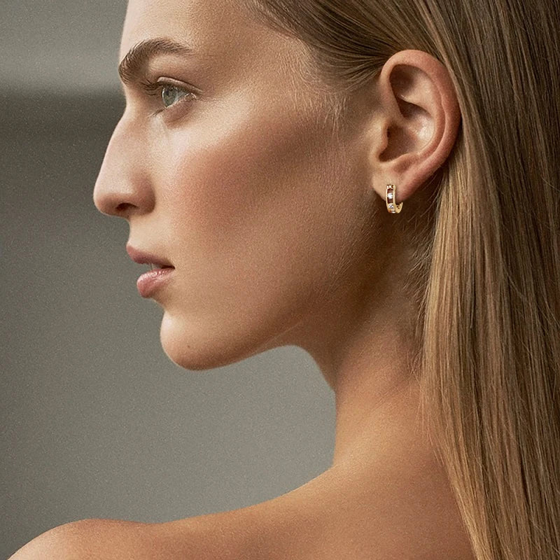 OXTAO Hoop Earings 100% 925 Sterling Silver Moissanite Huggies Earrings Female Jewelry Birthday Party Gifts GRA Certified