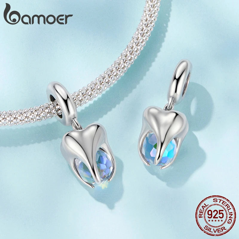 BAMOER 925 Sterling Silver Charm Pink Sport Ball Dumbbe Pendant Healthy Teeth Beads Fit Original Bracelet DIY Jewelry Crafts