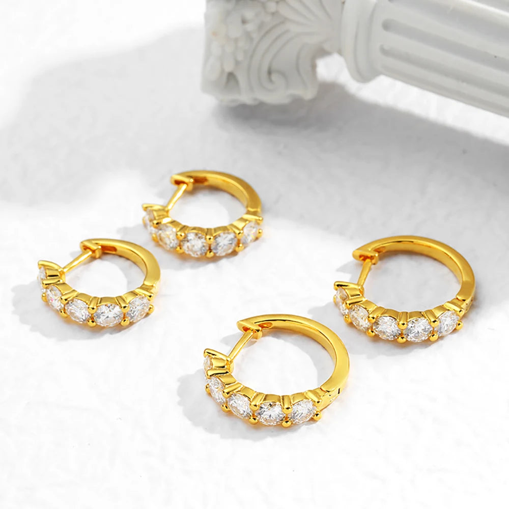 Serenity 4mm D Color Moissanite Earrings For Women Gift 100% S925 Sterling Silver Plated 18K Sparkling Lab Diamond Hoop Earrings