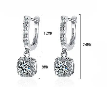 D Color Moissanite Earring 925 Sterling Sliver Plated with White Gold Earring for Women Wedding Engagement Fine Jewelry