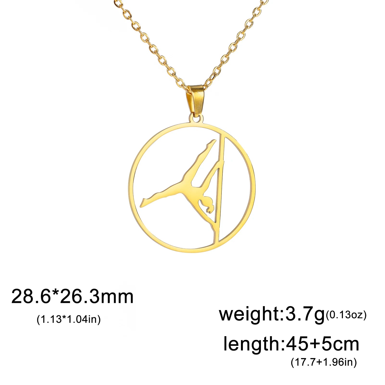 Dreamtimes Gymnastics Necklace Stainless Steel Sports Dance Artistic Gymnastics Skating Athlete Jewelry Pendant Women's Gift