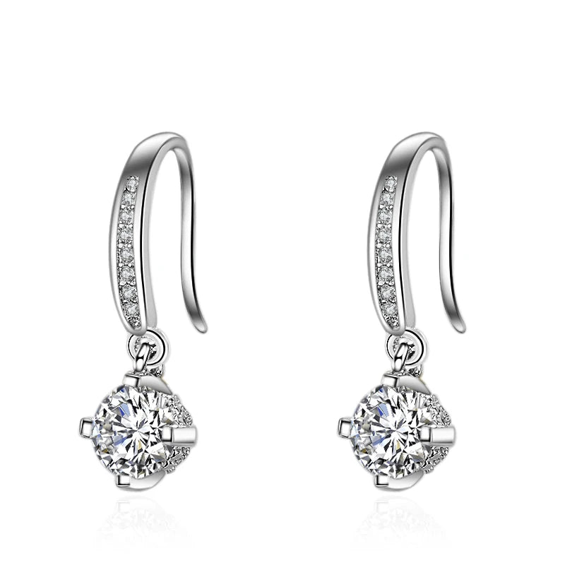 925 Sterling Silver Moissanite Drop Earrings For Women Simple Brand Design D Color VVS Diamond Pass Test Eardrop Fine Jewelry