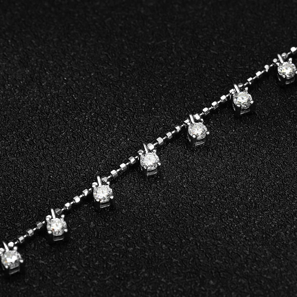 Serenity 3mm 4mm D Color Moissanite Necklace For Women Gift 100% S925 Sterling Silver Plated 18K Sparkling Gypsophila Neck Chain