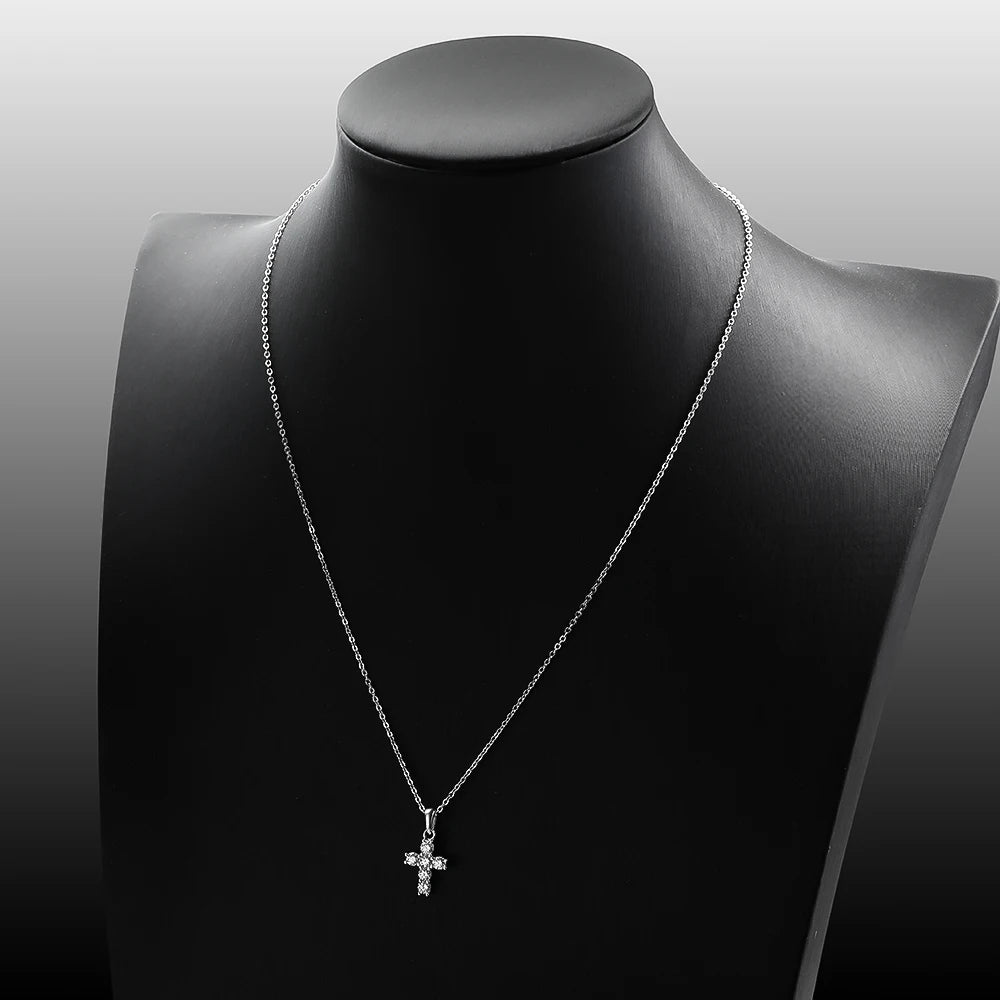 Serenity 0.6ct D Color Moissanite Cross Necklace For Women Anniversary Gift S925 Silver Crucifix Pendant Neck Chain Fine Jewelry - Madeinsea©