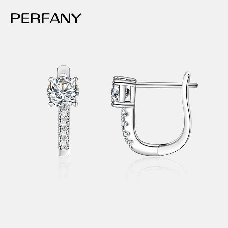 PERFANY 0.5CT Moissanite Hoop Earrings Women's 100% Pure Silver Shiny Laboratory Diamond Fashion Wedding High-end Jewelry - Madeinsea©