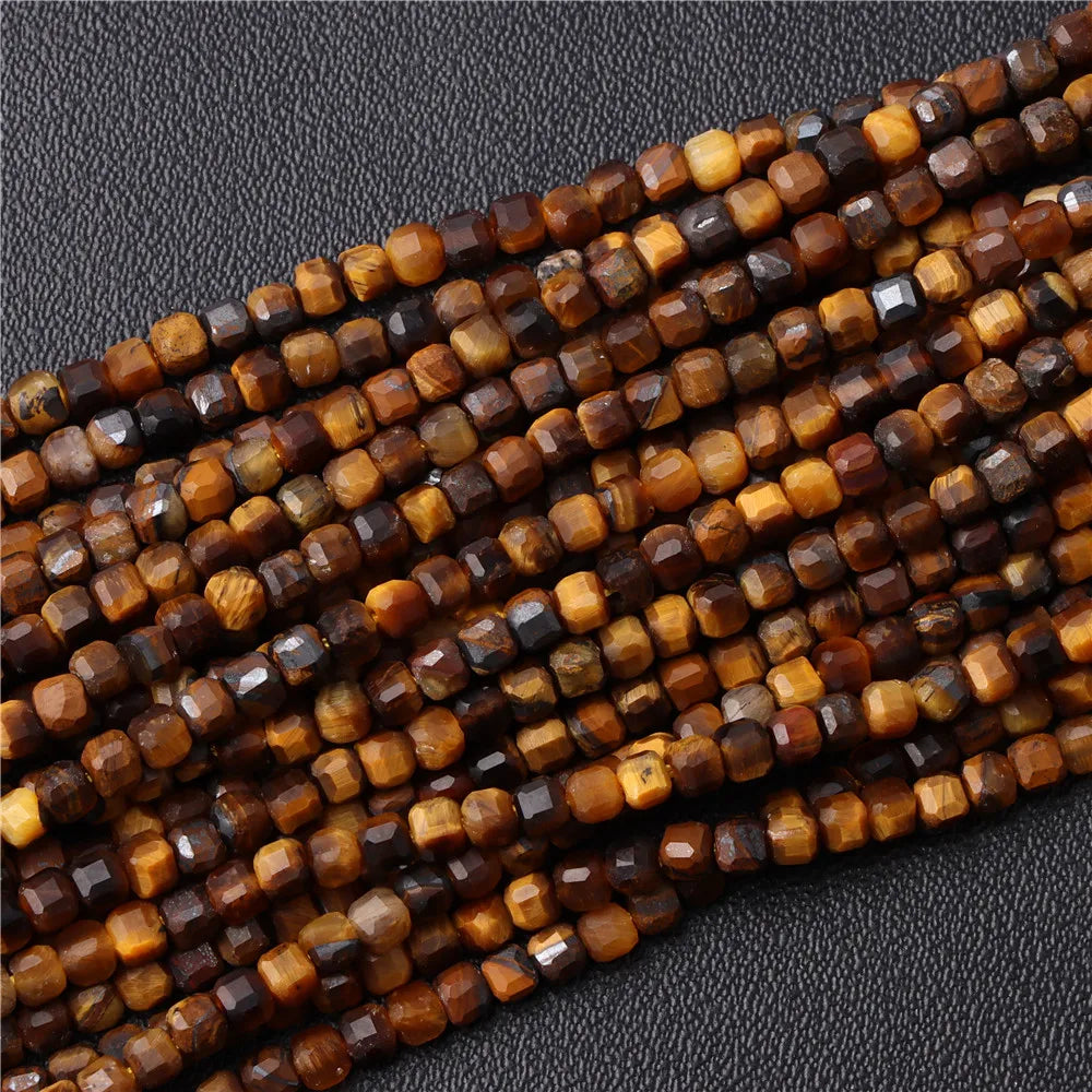 Hot Natural Faceted Stone Bead 2-3mm Small Square Quartz Garnet Glass Cube Loose Beads For Jewelry Making Needlework Accessories