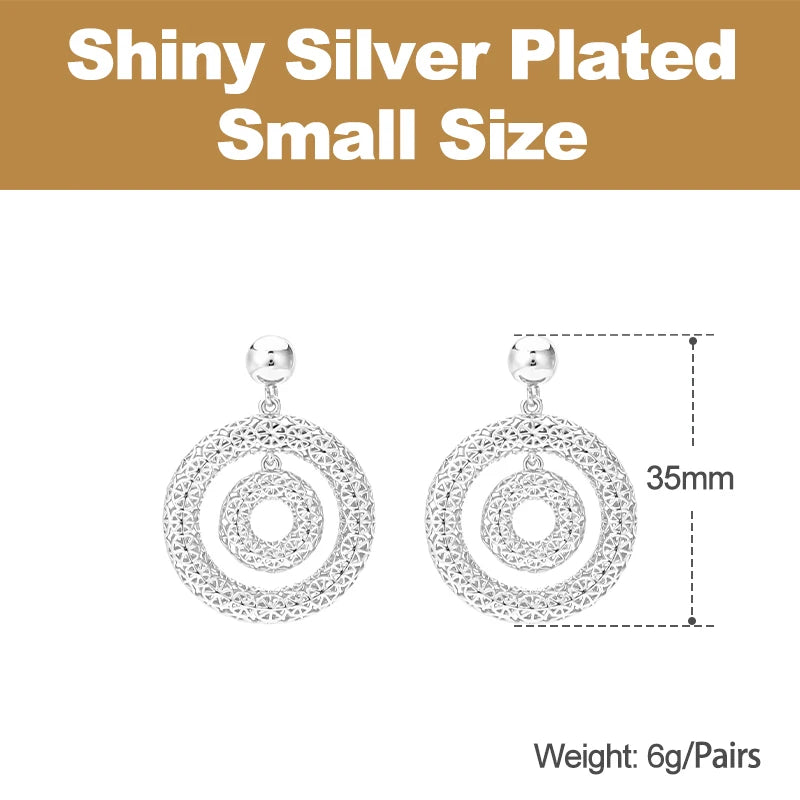 IVOG Bicyclic Ring Hollowed Out Drop Earrings For Women Brass Gold Color Earrings Fashion Luck Jewelry official-website