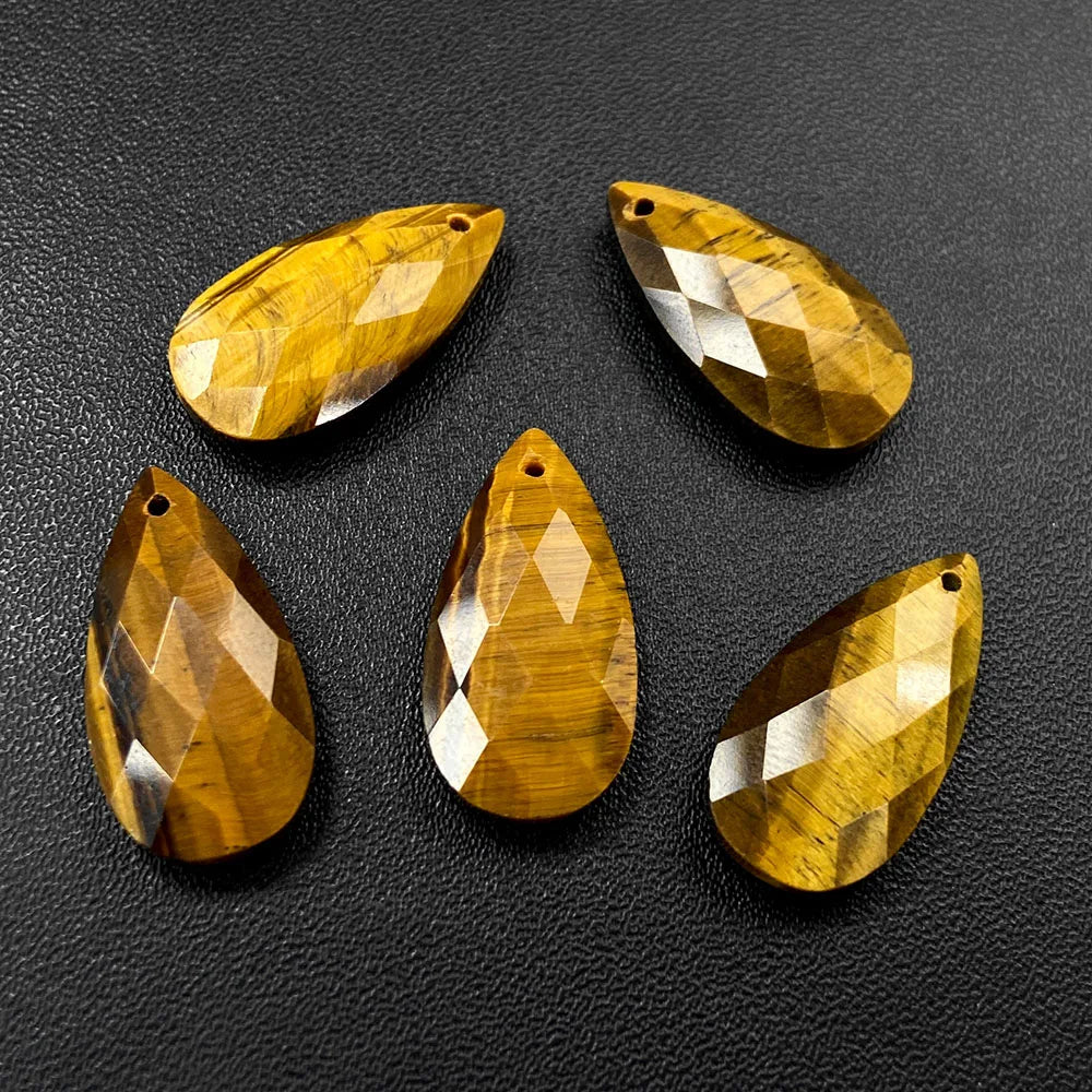 2PCS Natural Water Drop Stone Pendant 13X25mm Faceted Howlite Tiger Eye Amazonite Charms For Jewelry Making Necklace Earring DIY