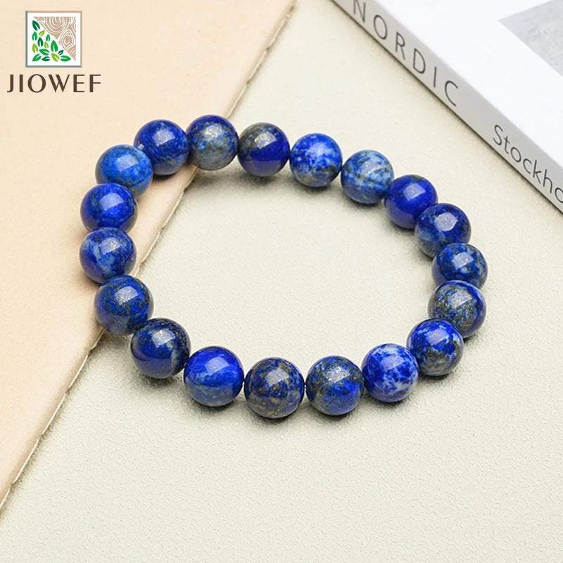 Natural No Dyed Lapis Lazuli Stone Bracelets Handmade Beads Depression Anti Anxiety Stress Relief Meditation Yoga Gift for Women