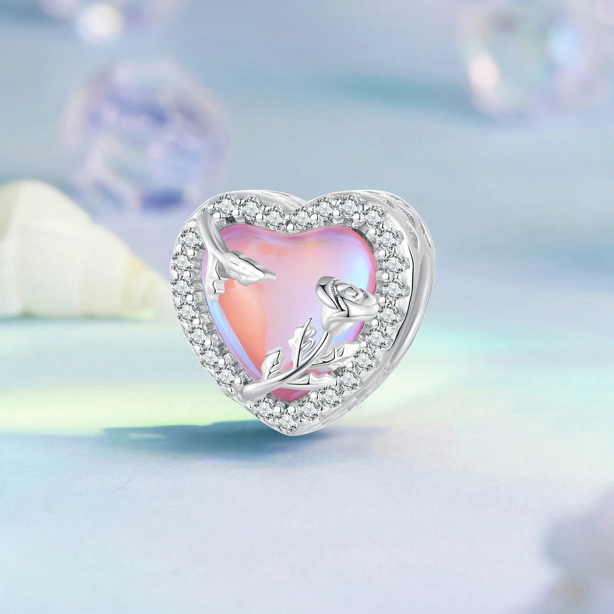 WOSTU 925 Sterling Silver Colorful Ocean Starfish Round Heart Charm Butterfly Murano Glass Bead Fit Original Bracelet DIY Gift
