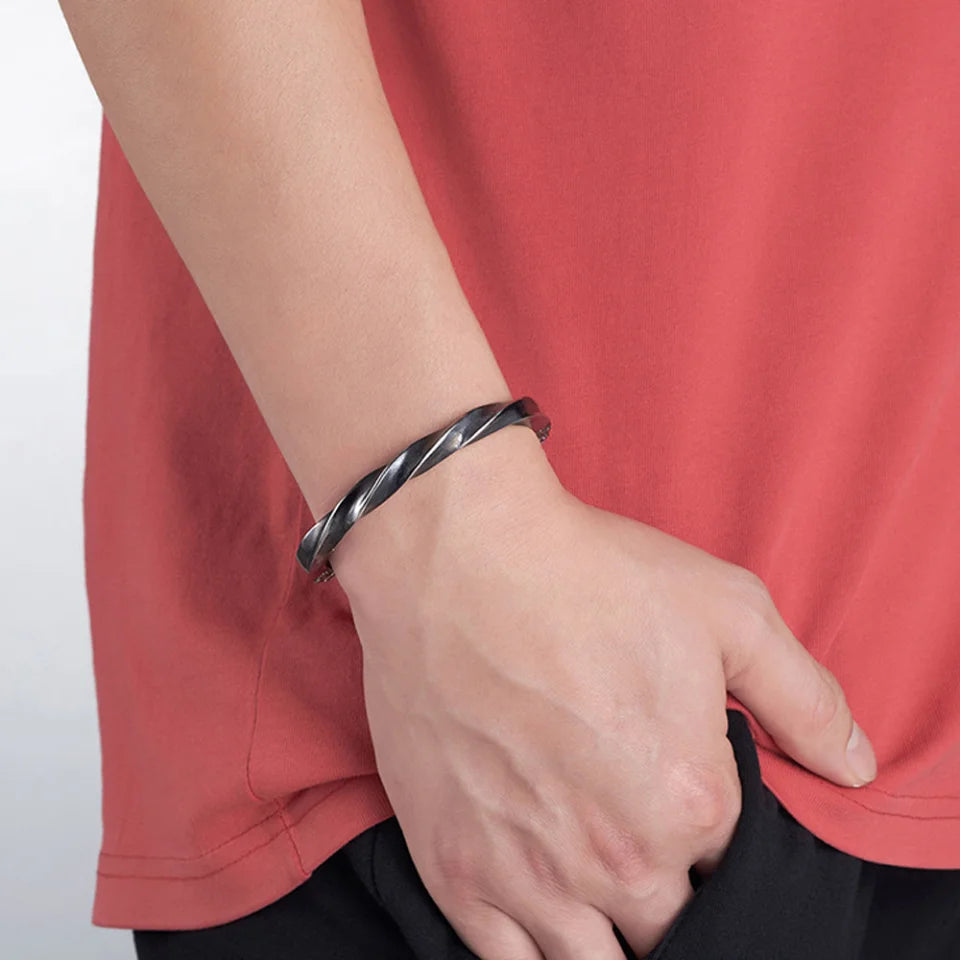 Bracelets manchette torsadés vintage en acier inoxydable 316L pour hommes, bijoux d'amulette punk à la mode, livraison directe