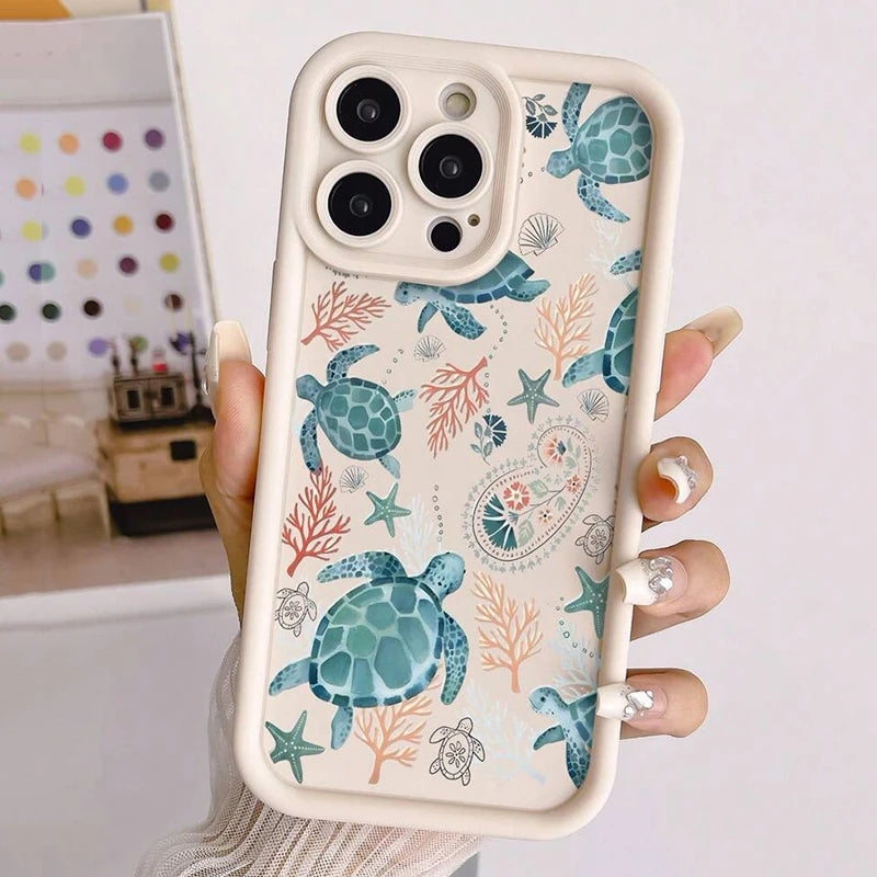 Colorful Sea Turtle Painted Phone Case for Samsung Galaxy S25 S24 S23 S22 S21 Ultra Plus FE A16 A15 A55 A54 A52 A33 A56 36 Cover