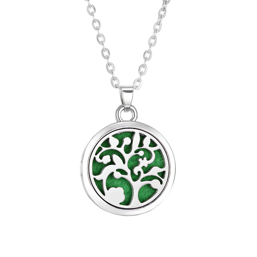 Tree of Life Aromatherapy Necklace Perfume Essential Oil Diffuser Alloy Stainless Steel  Locket Pendant Aroma Diffuser Necklace - Madeinsea©