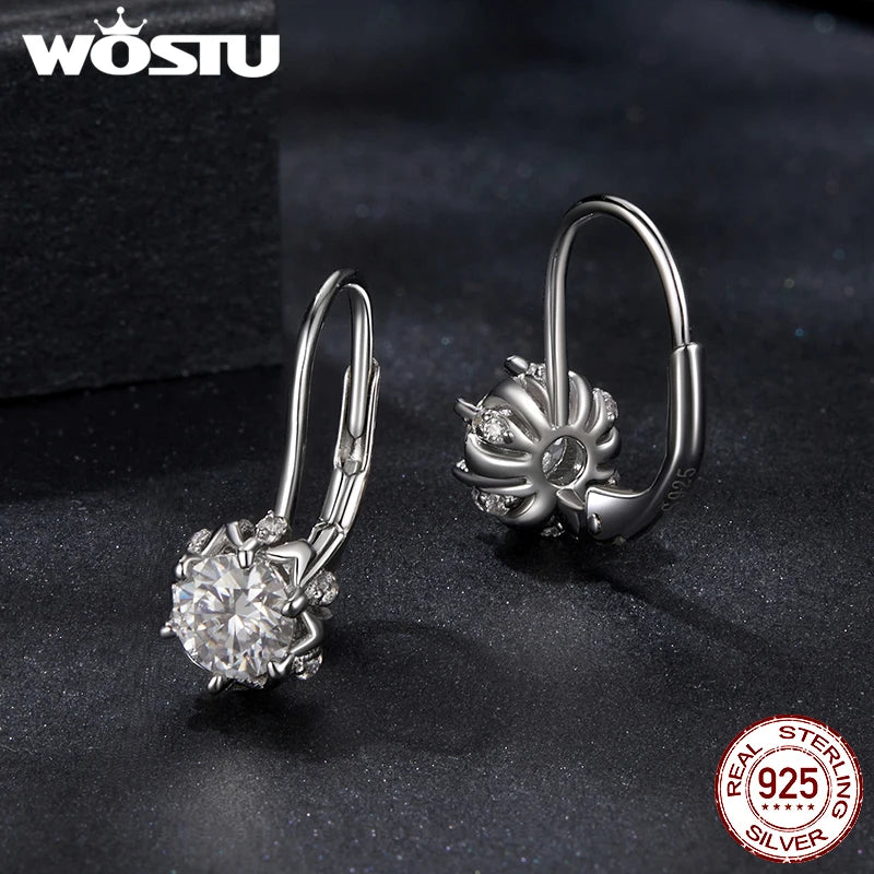WOSTU Moissanite Wedding Jewelry 4 Set For Women 925 Sterling Silver Romantic Flower Enegagement Necklace Bracelet Earring Ring