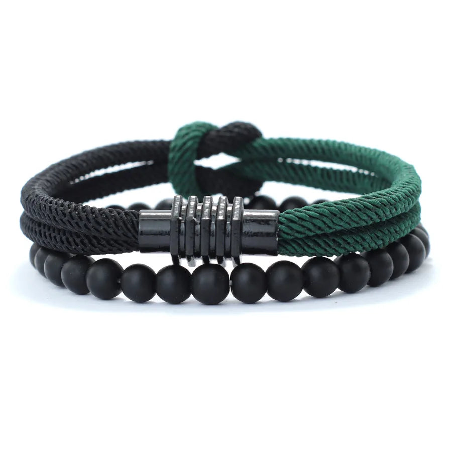 Classic Contrasting Design Bracelet Set For Men 2Pcs/Pair Grade A 4mm Lucky Red Thread Chinese Knot Braslet Meditation Braclet