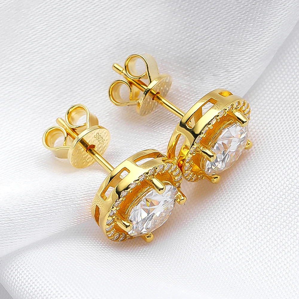 Serenity 0.5ct 1ct 2ct All D Moissanite Earrings For Women Gift S925 Sterling Silver Sparkling Round Bag Stud Earrings Jewelry