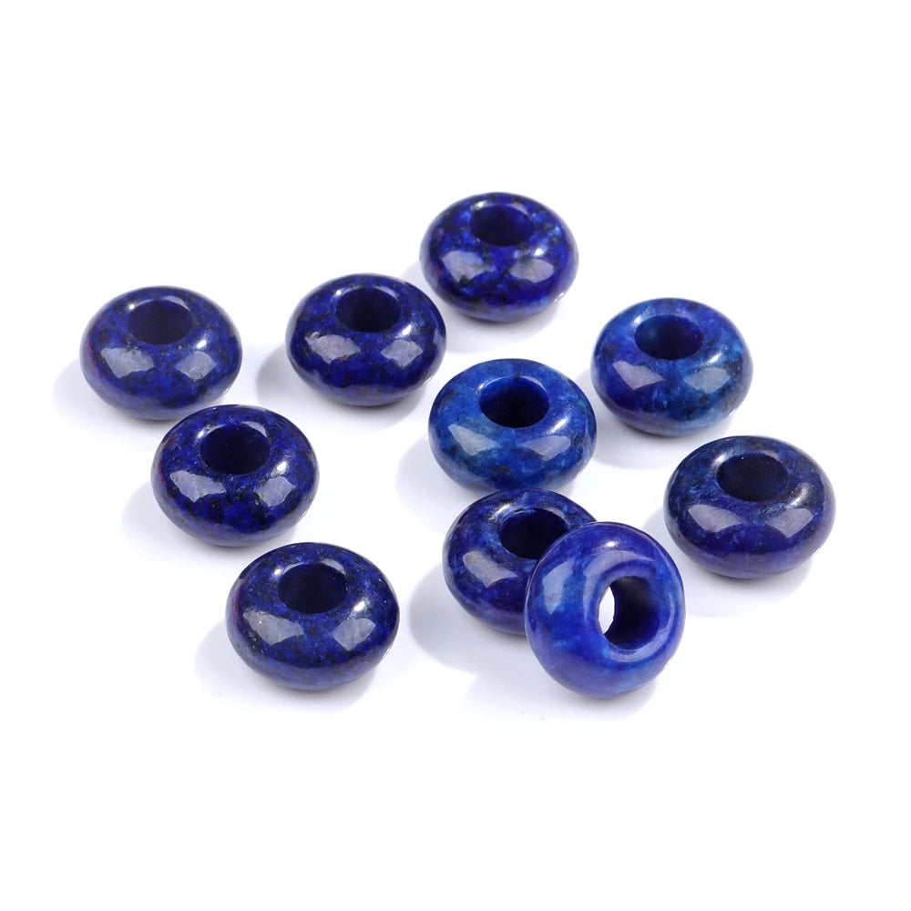 5PCS Natural Big Hole Round Abacus Bead 14mm Opal Tiger Eye Jade Hollow Stone Pendant For Jewelry Making Necklace Earrings DIY