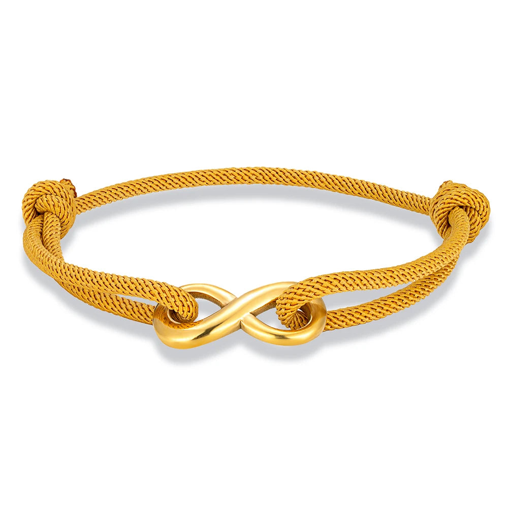 MKENDN Modisches, vergoldetes Edelstahl-Unendlichkeitsarmband für Männer und Frauen, verstellbares Seilarmband, Paar-Schloss-Schmuck