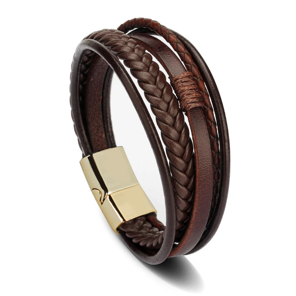 Trendy  Leather Bracelets For Men Multilayer Braided Rope Bracelets For Male Bracelets Jewelry Pulsera Hombre - Madeinsea©