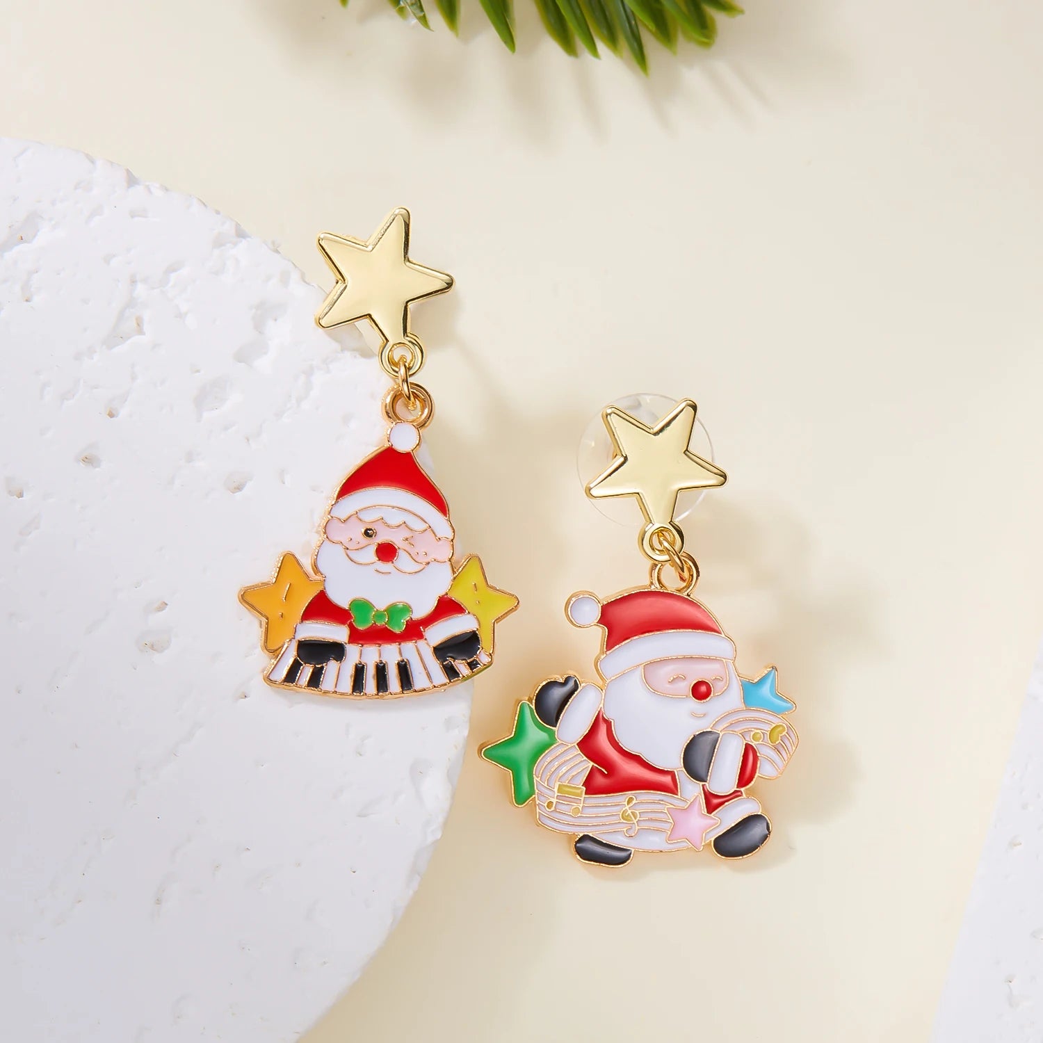 Christmas Asymmetrical Dangle Earrings For Women Santa Claus Christmas Tree Snowman Angel Zircon Pendant Earring Xmas Jewelry