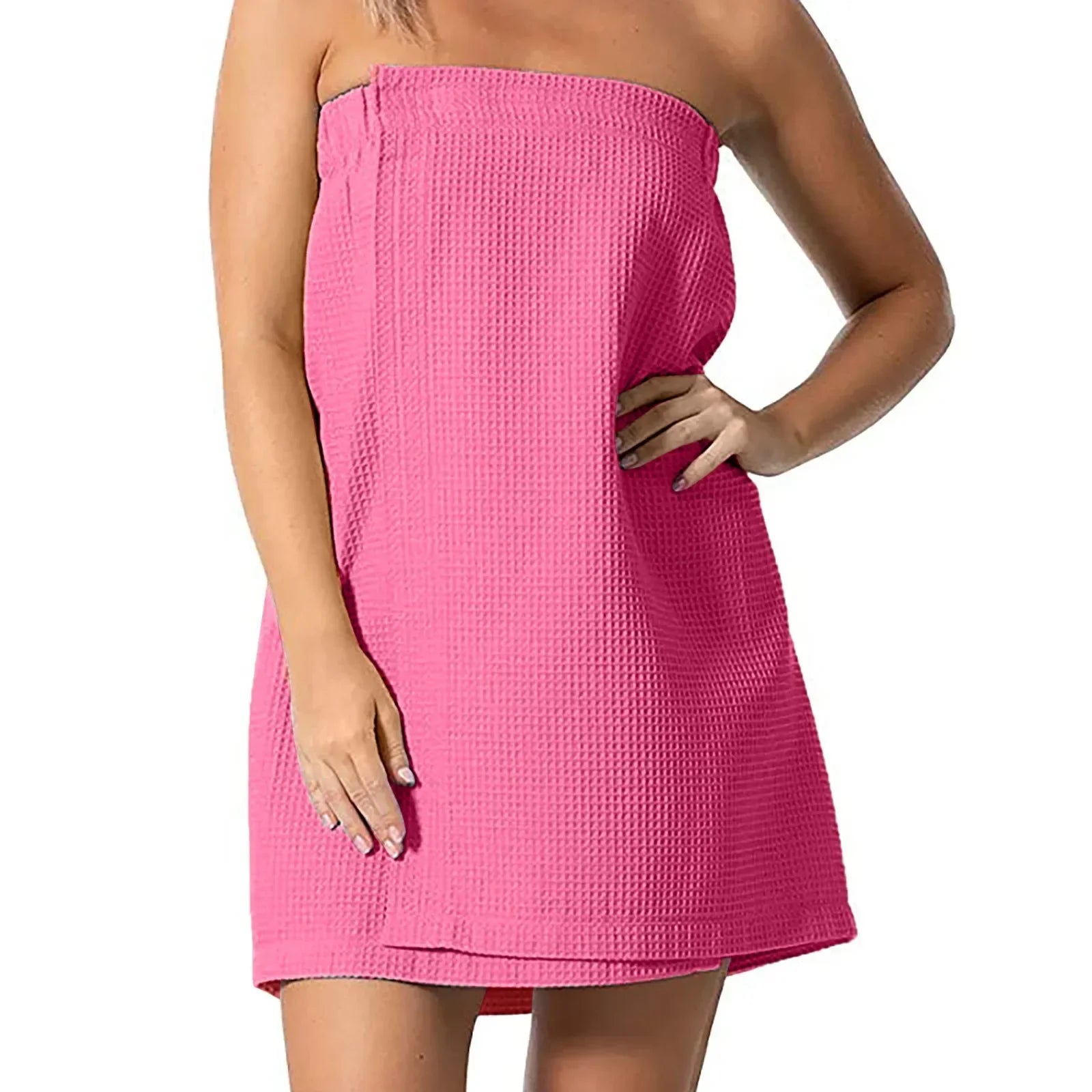 Leichte, knielange Waffelbademäntel für Damen, Spa-Bademantel, Körperwickel, Haushalts-Duschhandtuch, Haarbürste, Körperhandtuch
