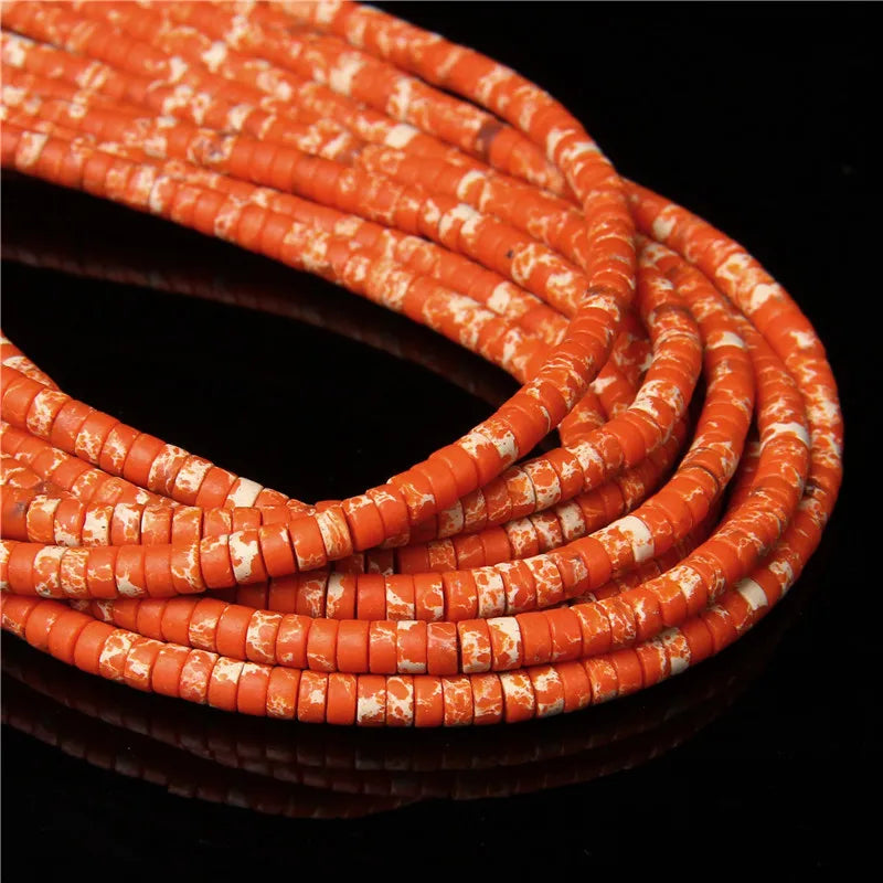 New Fashion Flat Disc Round Stone Bead 4x2MM Quartzs Imperial Agat Jaspers Loose Spacer Heishi Beads Jewelry Diy Accessories