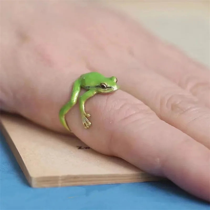 Creative Cute Animal Frog Toad Opening Ring For Women Men Aesthetic Design Retro Resizable Finger Ring Party Festival Jewelry