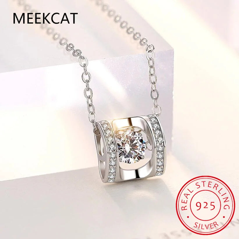 1/0.8 CT Moissanite Pendant For Women Simulated Diamond Necklace S925 Sterling Silver Jewelry Girl Valentine's Day Gift