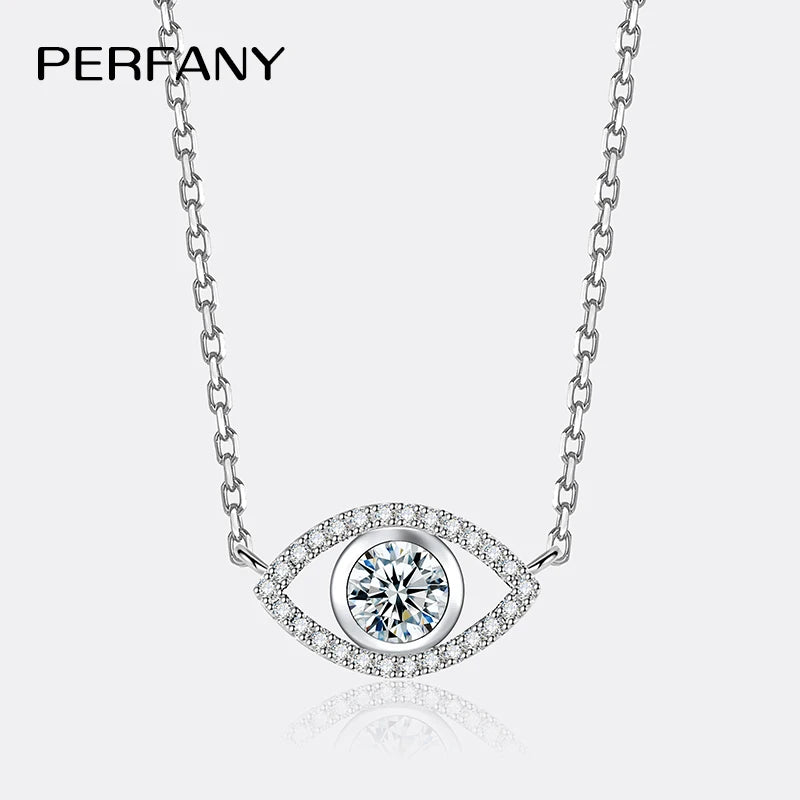 PERFANY 0.5CT Moissanite Necklace for Women S925 Pure Silver eye Pendant Laboratory Diamond  Certified High-end Fashion Jewelry