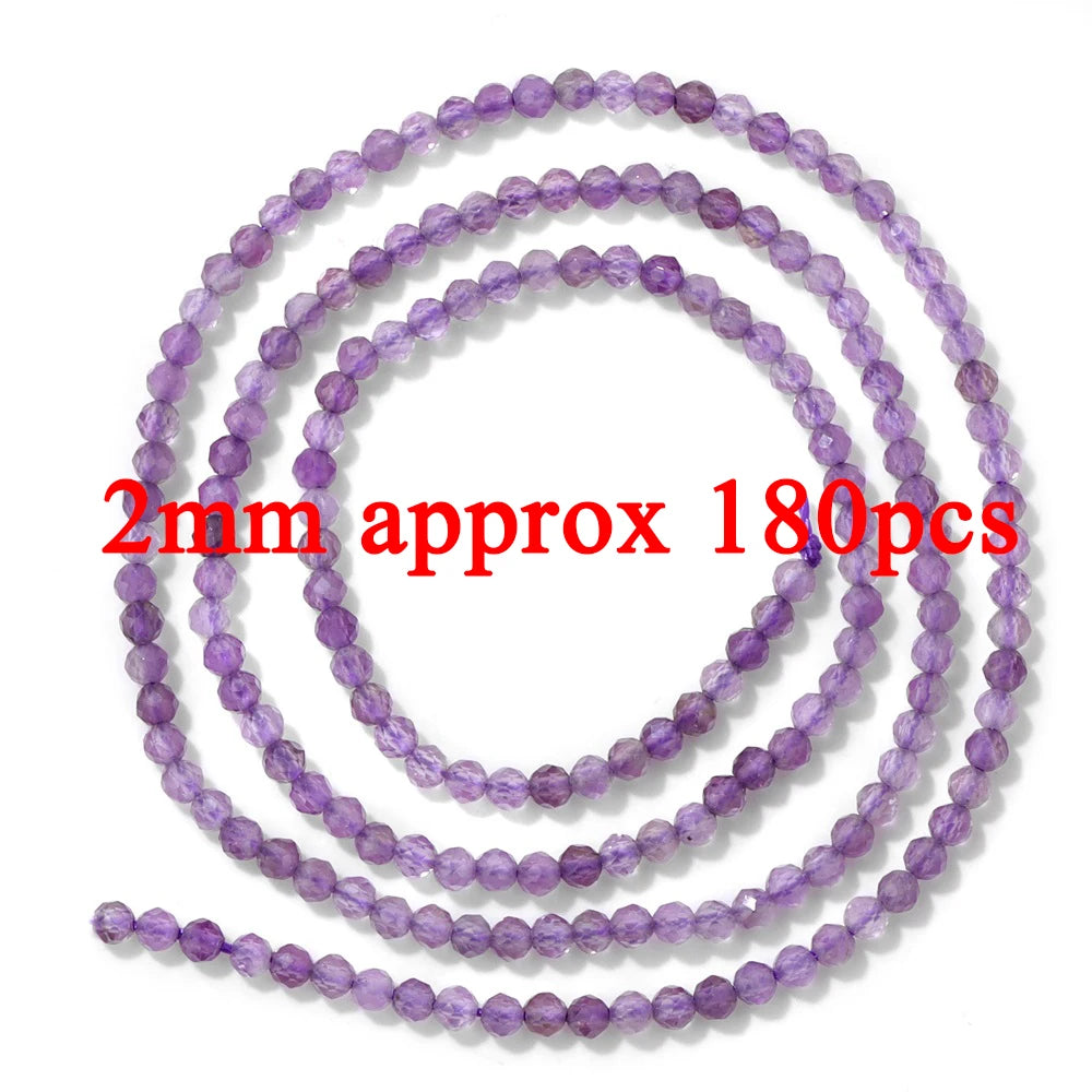 Natural Amethyst Quartz Stone Beads Faceted Round Rondelle Cube Loose Spacer Gem Bead For Jewelry Making Necklace Bracelet DIY