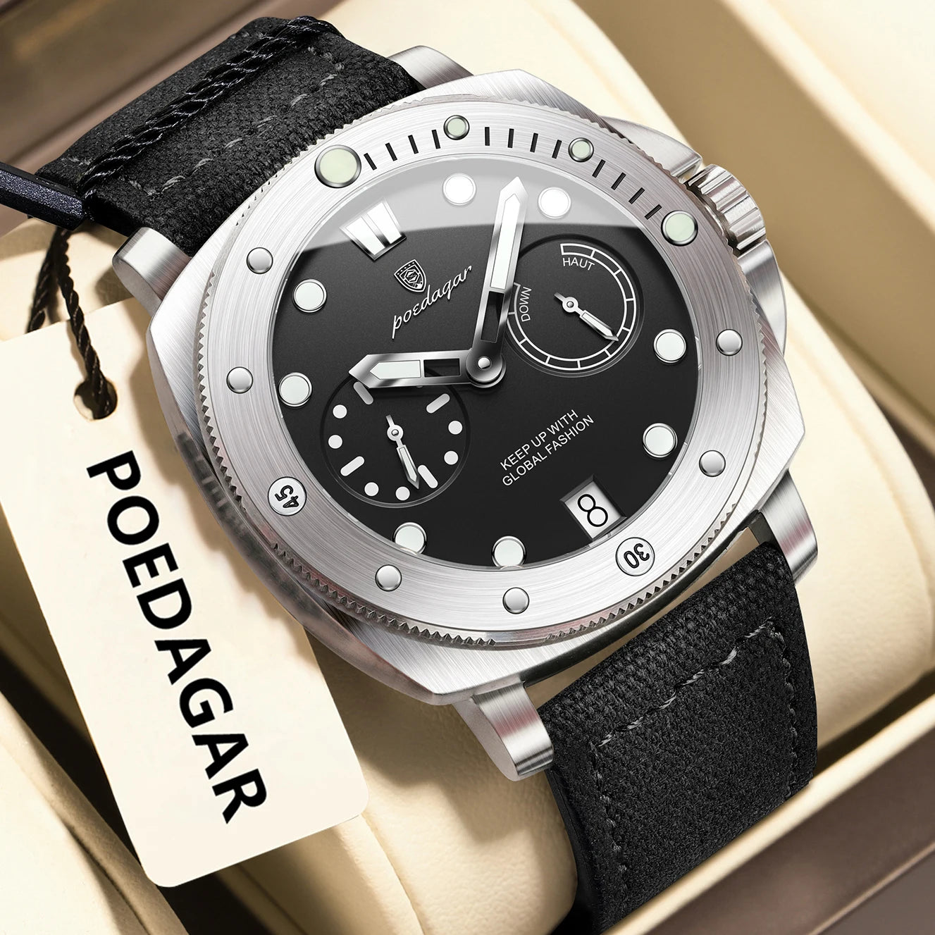 POEDAGAR High Quality Military Watch For Man Waterproof Luminous Date Fashion Men Clock Nylon Leather Quartz Men's Watches Reloj