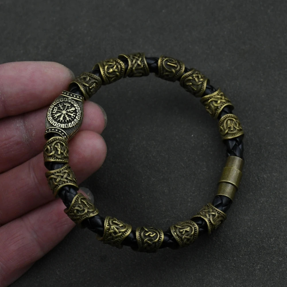 Norse Runes Bracelet Vikingo 3pcs /11pcs/13Pcs/15pcs Runes Beads Vegvisir Compass Amulet Viking Bracelet Slavic Accessorier