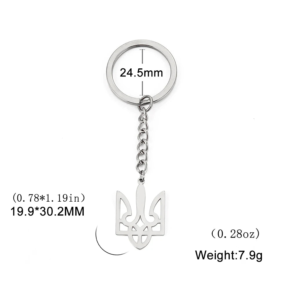 Dreamtimes New Ukraine National Logo Keychain Women's Men's Stainless Steel Pendant Accessories Jewelry Gift