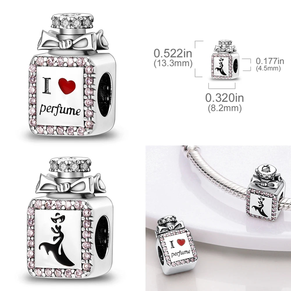 925 Silver Girl Lady Lipstick Makeup Charm Dangle Pendant Beads Fit Original Bangle Cosmetic Charms Bracelet DIY Making Jewelry