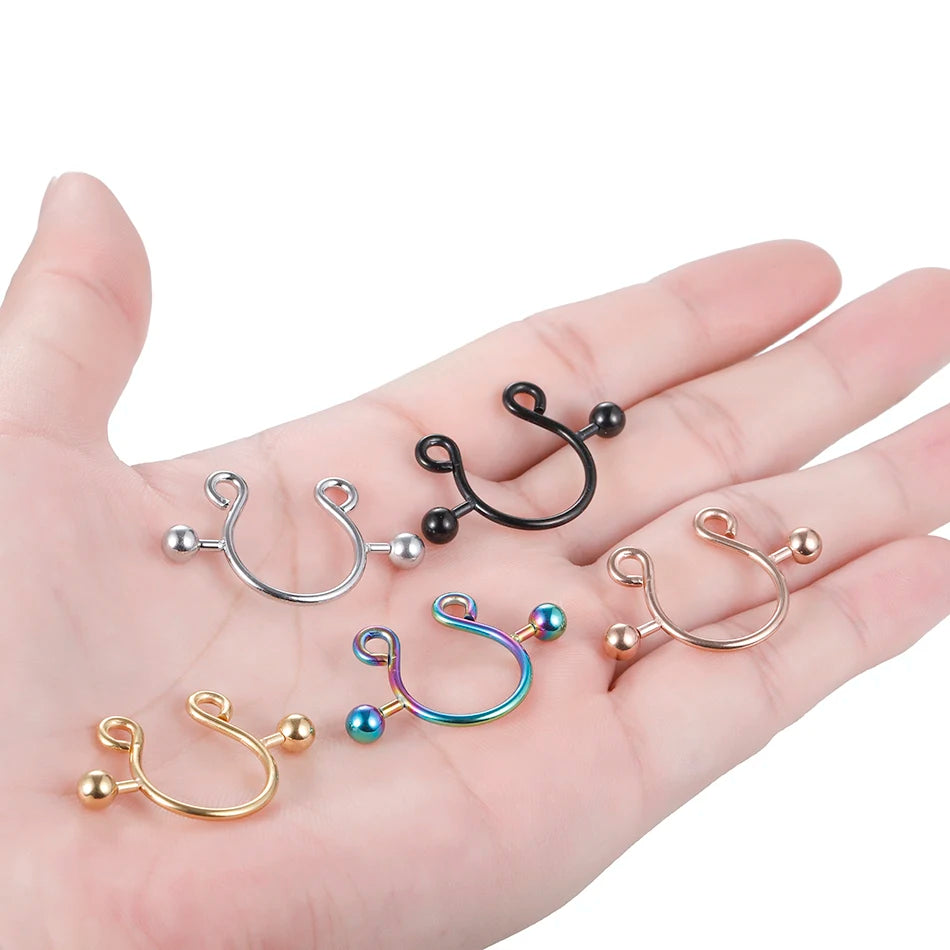 2pcs/lot Surgical Steel Fake Sexy Nipple Clip Rings Charm Faux Nipple Shield Non Piercing Rings Body Jewelry for Women Gift