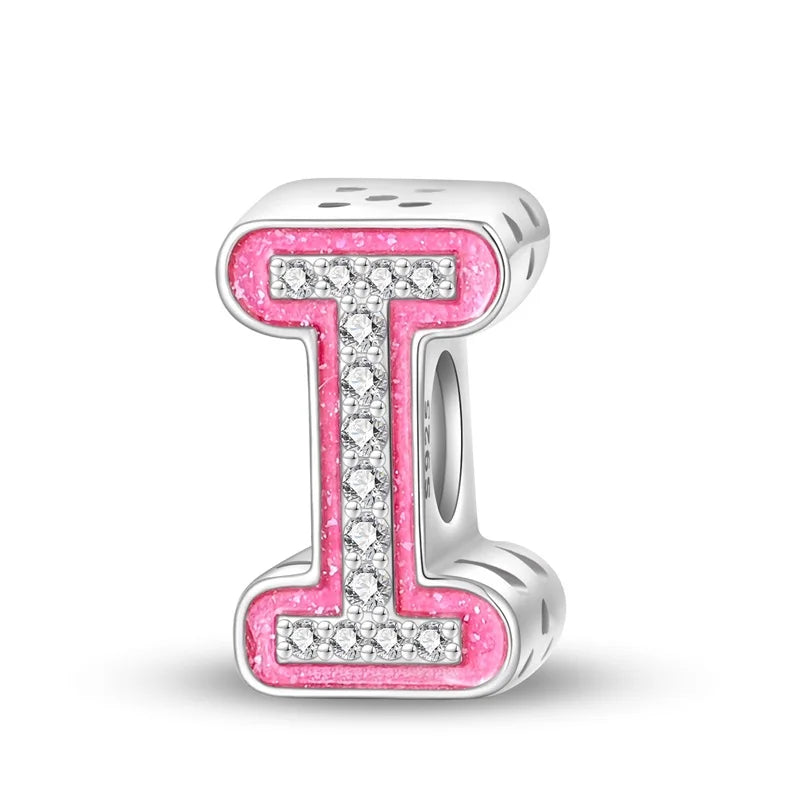 925 Silver 26 Alphabet Pink Princess Letters Charms Bead Fit Pandach 925 Original Bracelet DIY Anniversary Birthday Jewelry Gift