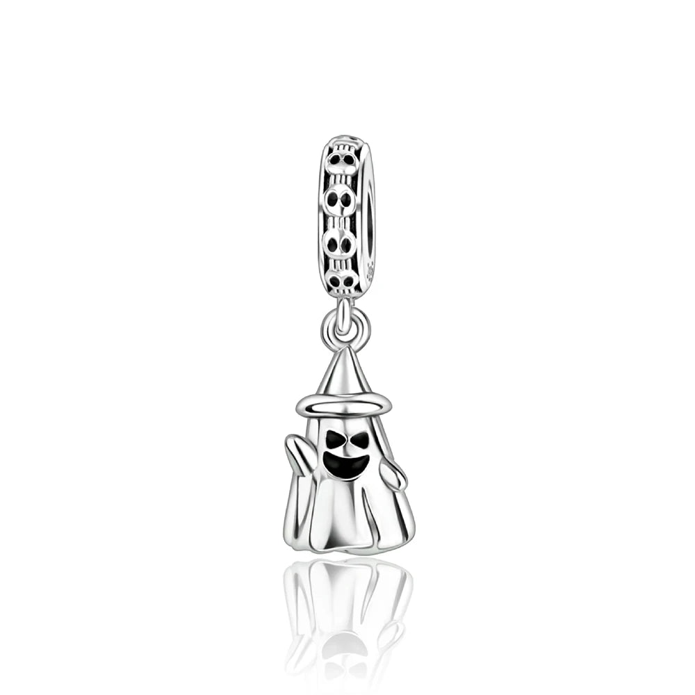 Classic 925 Sterling Silver Crown Skull Beads & Rose Pistol Dangle Charm Fits Bracelet Exquisite Necklace Jewelry Gifts