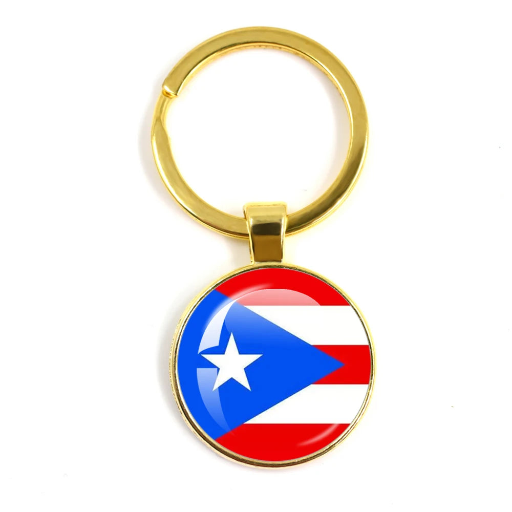 France,Poland,PuertoRico,Montenegro,Yugoslavia,Angola,Philippines,Japan,Senegal Glass Cabochon National Flag Keychain Keyholder