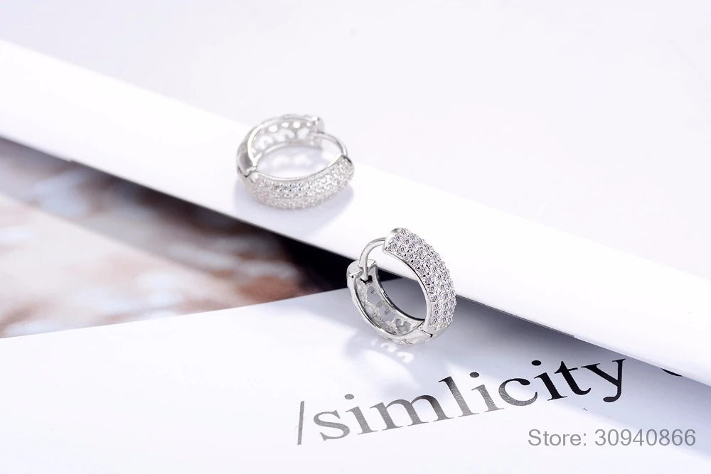 Moissanite Earrings 925 Sterling Silver Ear Buckle Sparking Round Hoop Wedding Jewelry Gift Original for Women D Color