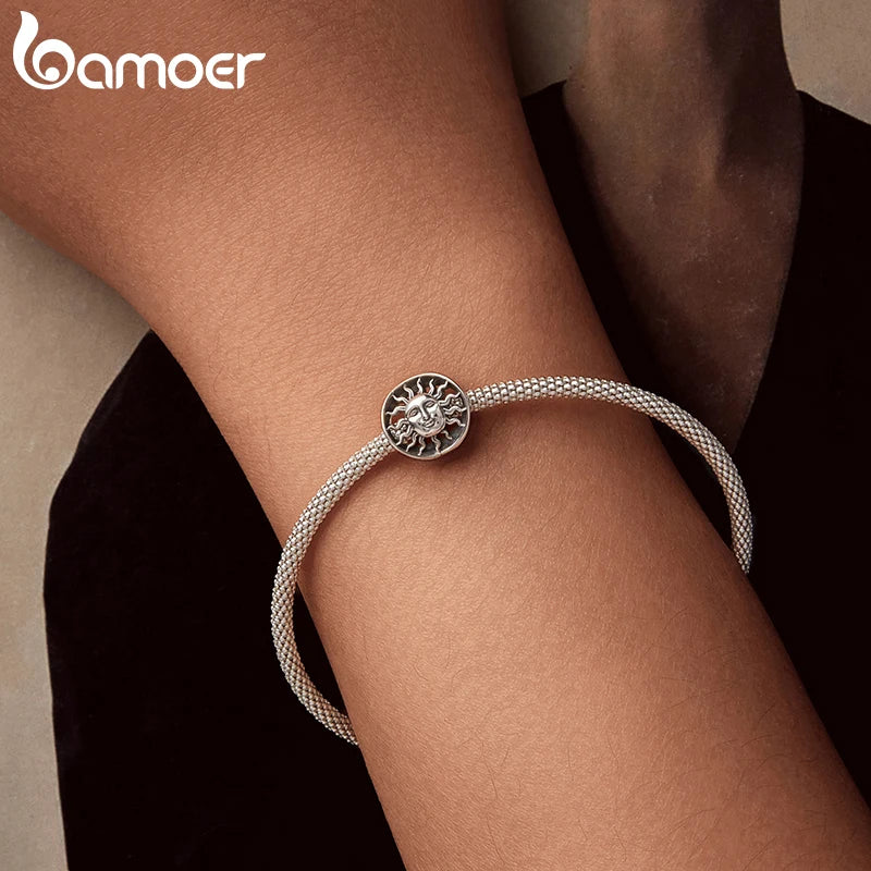 BAMOER Solid 925 Sterling Silver Sun God Guardian Charm fit Original Bracelet DIY Jewelry Accessories bamoer Beads SCC3065