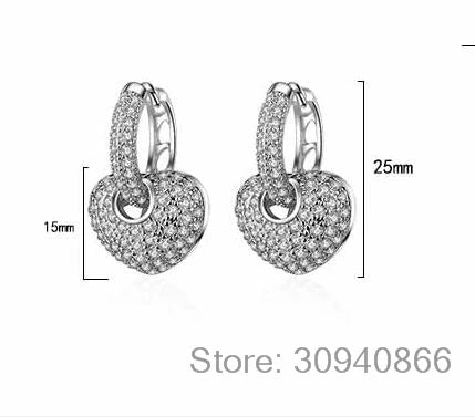 Real 925 Sterling Silver Full D/VVS1 Moissanite Heart Hoop Earrings for Women Fine Jewelry Valentine Day Gift
