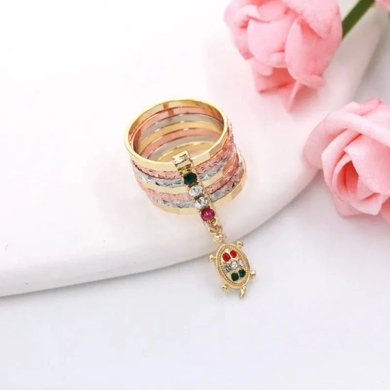 Luck Rose Butterfly Owl Elephant Guadalupe's Cross Dolphin Heart Turtle Clover Religious Jewelry Oro Laminado Rings