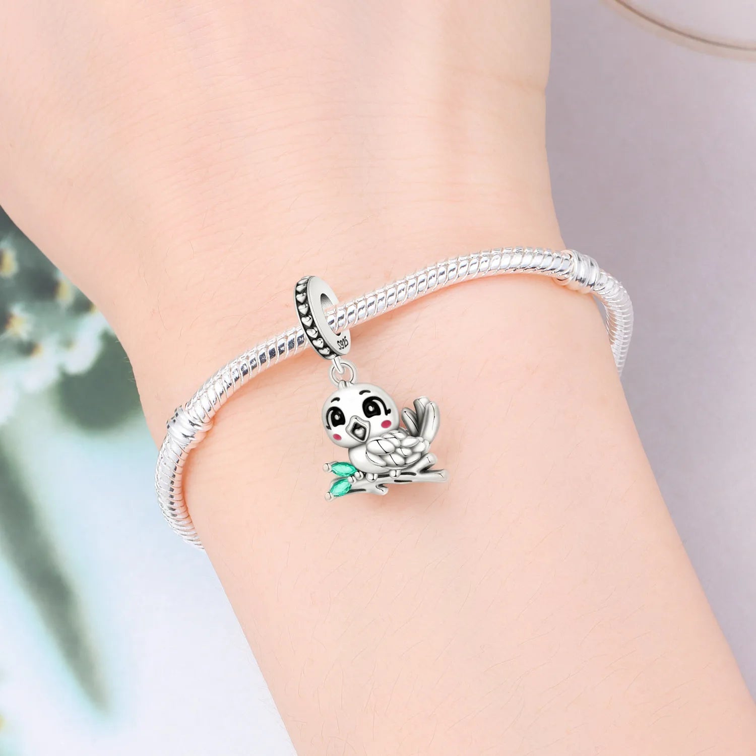 PANPOKI 925 Sterling Silver Cute Bird Beads Original Pendants Bracelet Charm Jewelry Party DIY Trendy Gifts